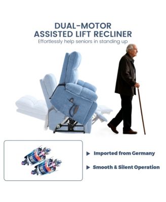 Heat Massage Dual Motor Infinite Position Up to 350 LBS Large Electric Power Lift Recliners with Hidden Cup Holders