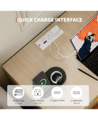 Fluted Nightstand Set of 2,Mid Century Bedside Table,Wooden End Table,Farmhouse Night Stand with 3 Drawer