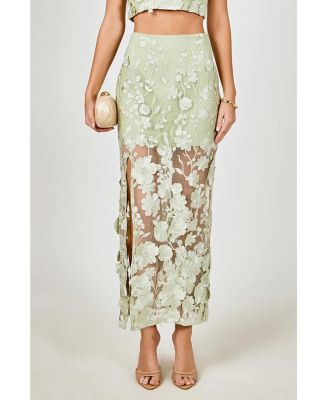 Women's Floral Embroidered Midi Skirt