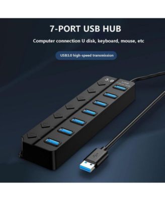 USB Hub Multi USB Splitter - with 7-Port, USB Extension Cable, for Mouse Flash Drive Keyboard Mobile Hard Disk Drive