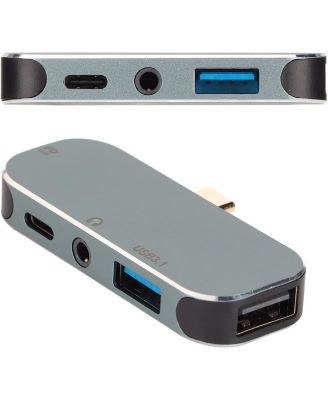 5-in-1 Mini Type-C Hub with 100W PD Charging & 3.5mm Audio Port - Multiport Adapter for Laptop, Tablet & Phone