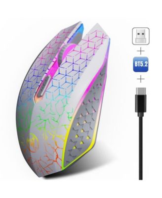 Dual-Mode Wireless Gaming Mouse: 2.4G + BT5.2, 7-Color RGB Glow, Silent & 3-Speed DPI, for Gaming/Office