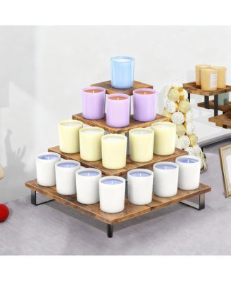 4-Tier Wood Display Rack for Small Items - Durable, Portable, Easy Assembly