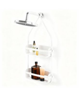 Plastic Shower Organizer with 2 Shelves for Storage and Draining