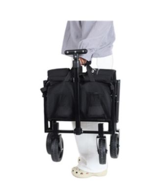 Expandable Dual-Layer Storage Wagon Utility Carts w/ 225LBS Capacity, 360° All-Terrain Wheels