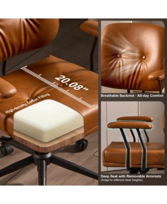 Ergonomic Mid Back Swivel Office Chair, Extra Wide Comfy Desk Chair with Lumbar Support, Height Adjustable Home Office Task Chair