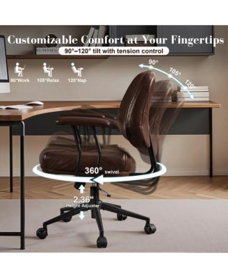 Ergonomic Mid Back Swivel Office Chair, Extra Wide Comfy Desk Chair with Lumbar Support, Height Adjustable Home Office Task Chair