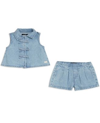 Baby Girls' Denim Top and Shorts, 2-Piece Set