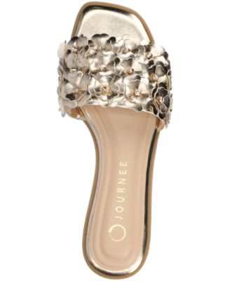 Women's Azalea Embellished Square Toe Floral Flat Sandals