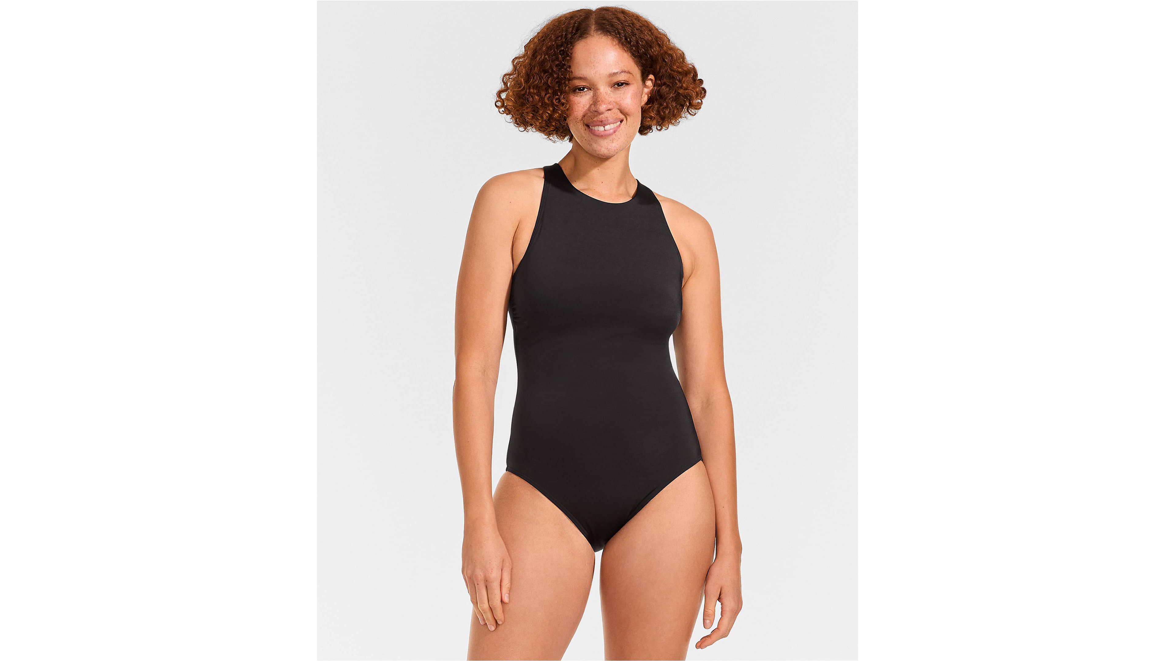 Lands' End Women's Dd-Cup Tugless High Neck Portrait Back One Piece Swimsuit