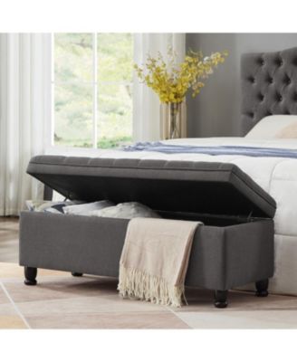 Linen Storage with Wooden Legs Bed Bench