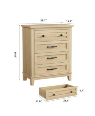 4 Dresser for Bedroom, 34.8" Tall Vertical Drawer Dresser with Large Storage, Freestanding Wooden Closet Chest for Bedroom, Living Room, Black