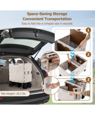 Large Foldable Utility Cart with 2-Tier Storage Crates and Telescoping Handle