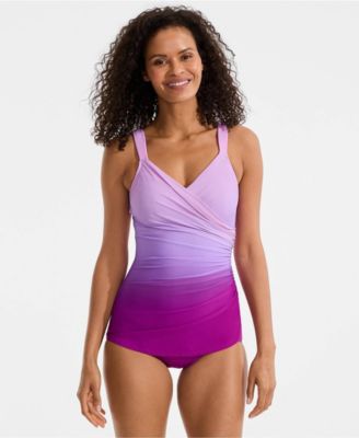 Women's SlenderSuit V-Neck Skirted Low Leg One Piece