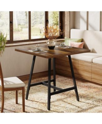 Square Dining Table for 2-4 People, 31.1” Industrial Kitchen Table for Small Spaces, Apartment, Dining Room, Living Room