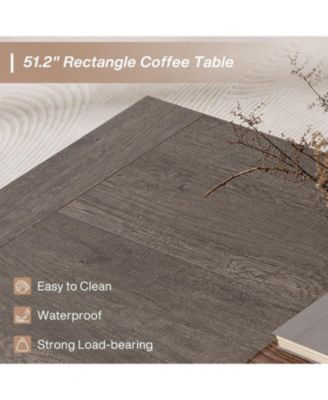 51-Inch Rectangular Coffee Table for Living Room, Farmhouse Accent Center Cocktail Tea Table with Sturdy Base, Vintage Tea Furniture