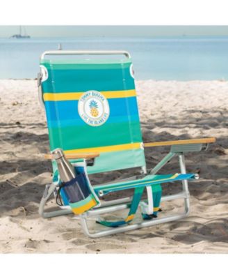 Tommy Bahama 5-Position Classic Lay Flat Backpack Cooler and Cup Holder Beach Chair, Portable Folding Beach Chair for Tanning, 2-Pack, Stripe