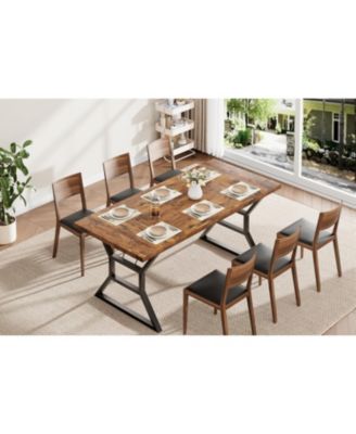 Kitchen Long Dining Table for 6 Industrial Dinner Table for Dining Room, Home Office, Living Room