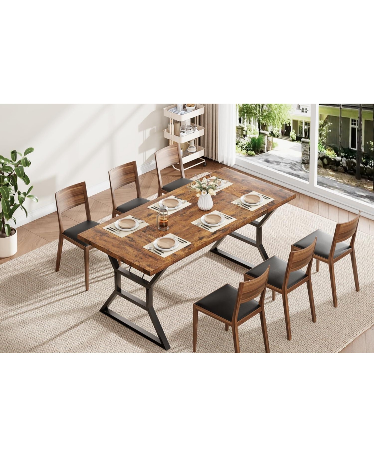 gaomon Kitchen Long Dining Table for 6 Industrial Dinner Table for Dining Room, Home Office, Living Room