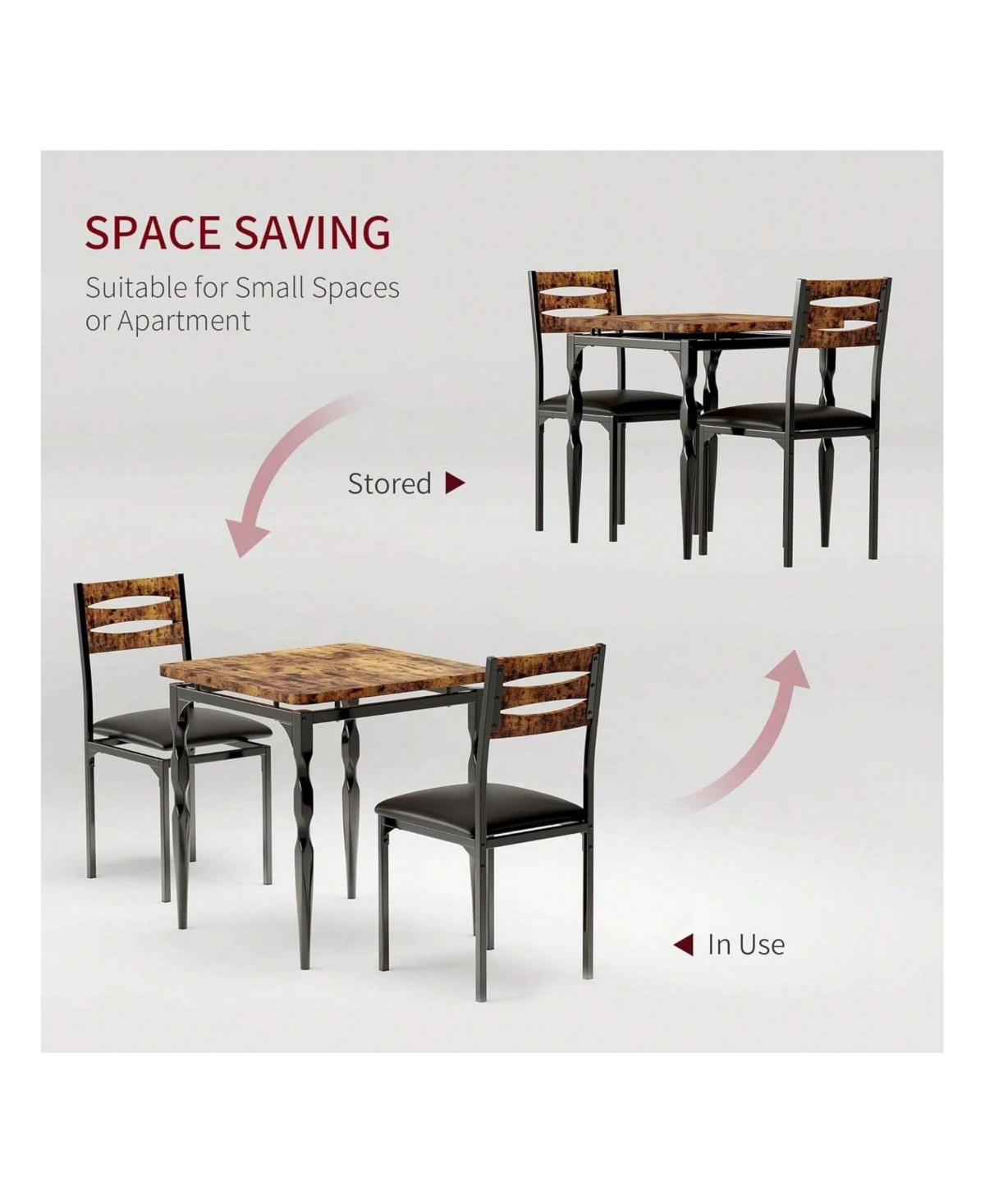 gaomon Kitchen Table Home Dining Table Set For 2 Dining Table And Chairs Set Of 2 for Dining Room, Home Office, Living Room