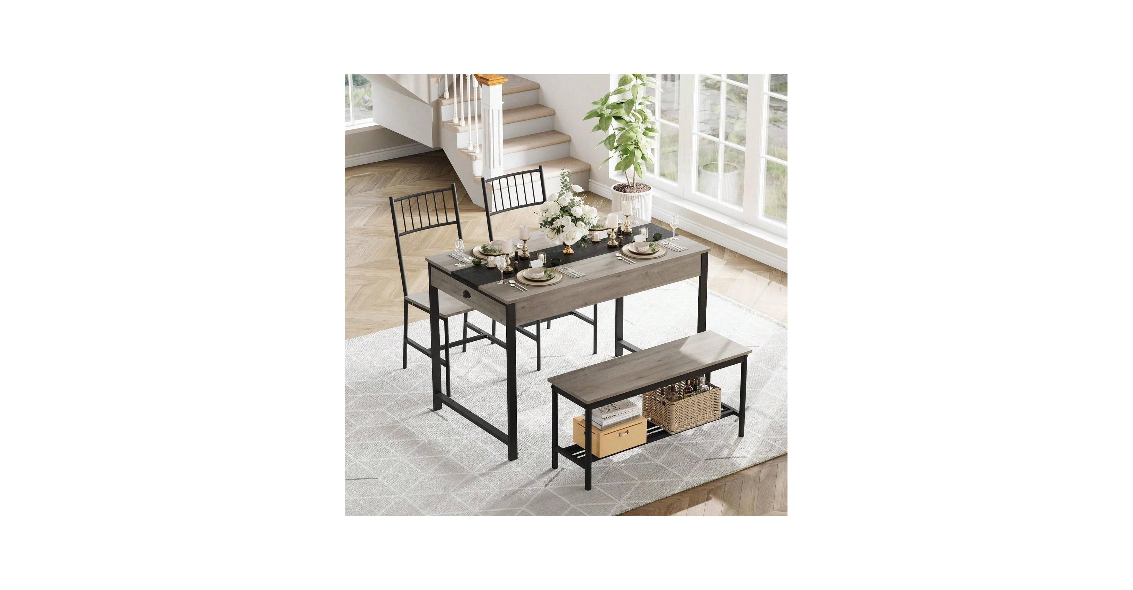 gaomon Kitchen Table Home Dining Table Set For 4 Small Kitchen Table And 2 Chairs For 4 for Dining Room, Home Office