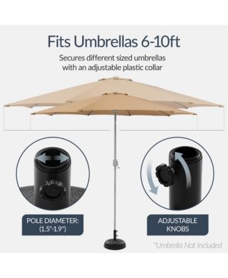 Fillable Plastic Patio Umbrella Base Stand, Pole Holder w/ Adjustment Knob, Round Dome