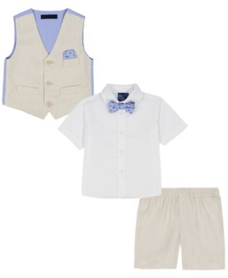 Baby Boys' V-Neck Vest, Shirt and Shorts, 3-Piece Set