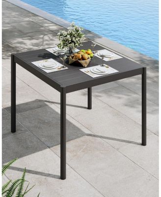 Aluminum Outdoor Metal Table for 2-4 Person,35" x 36" Rectangle Patio Dining Tables with Rectangular Non-Slip Stripe for Outiside Backyards