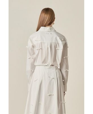 Women's Bow Detailed Drop Shoulder Shirt