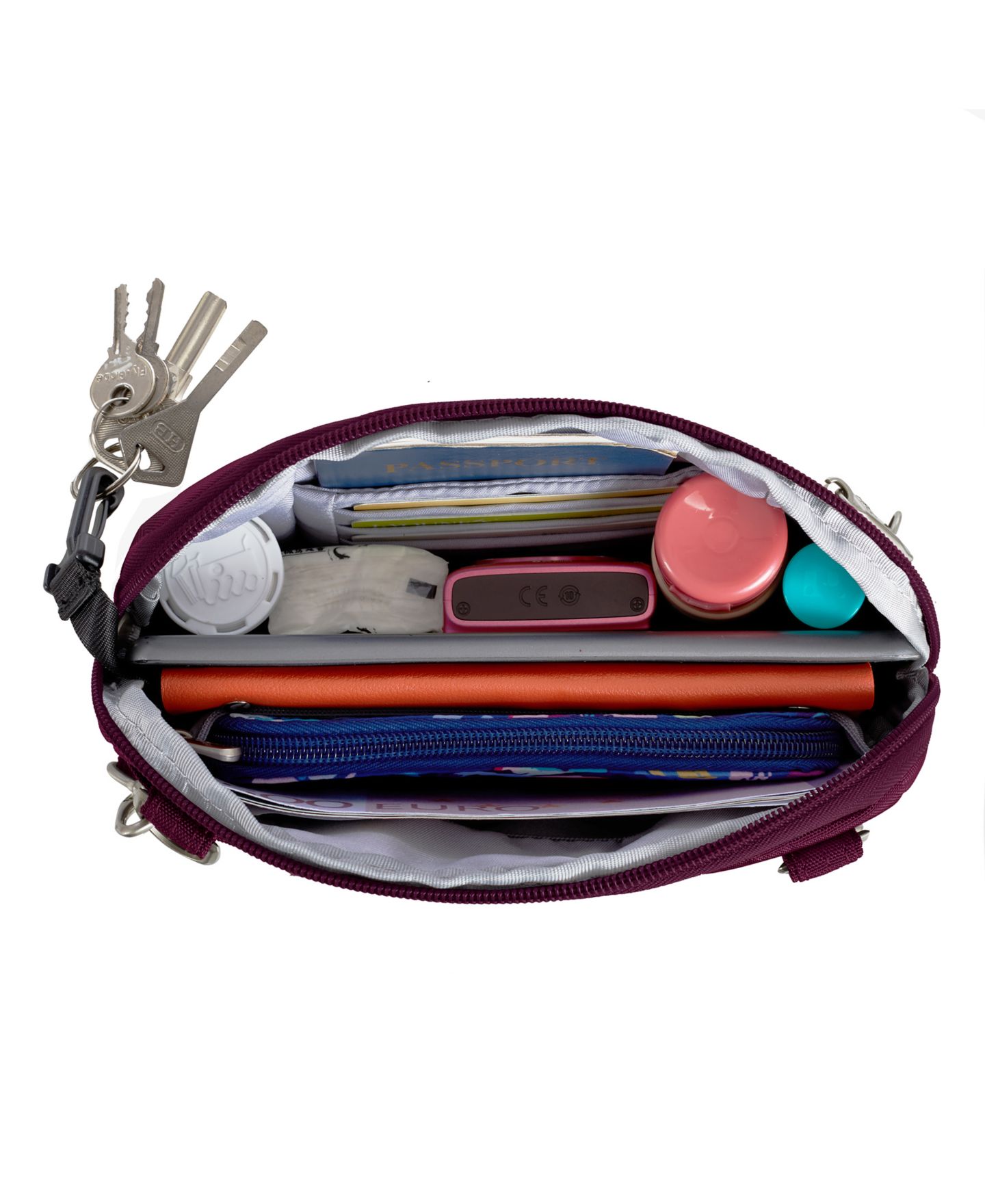 Сумка Travelon Anti-Theft Classic Convertible 8" Crossbody and Waist Pack, цвет: Бордовый — фото 4