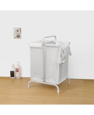 2-Tier Laundry Hamper, 110L Capacity Oxford Clothes Basket with Lid, 2 Removable Bags and Sorting Cards for Bedroom, Laundry Room