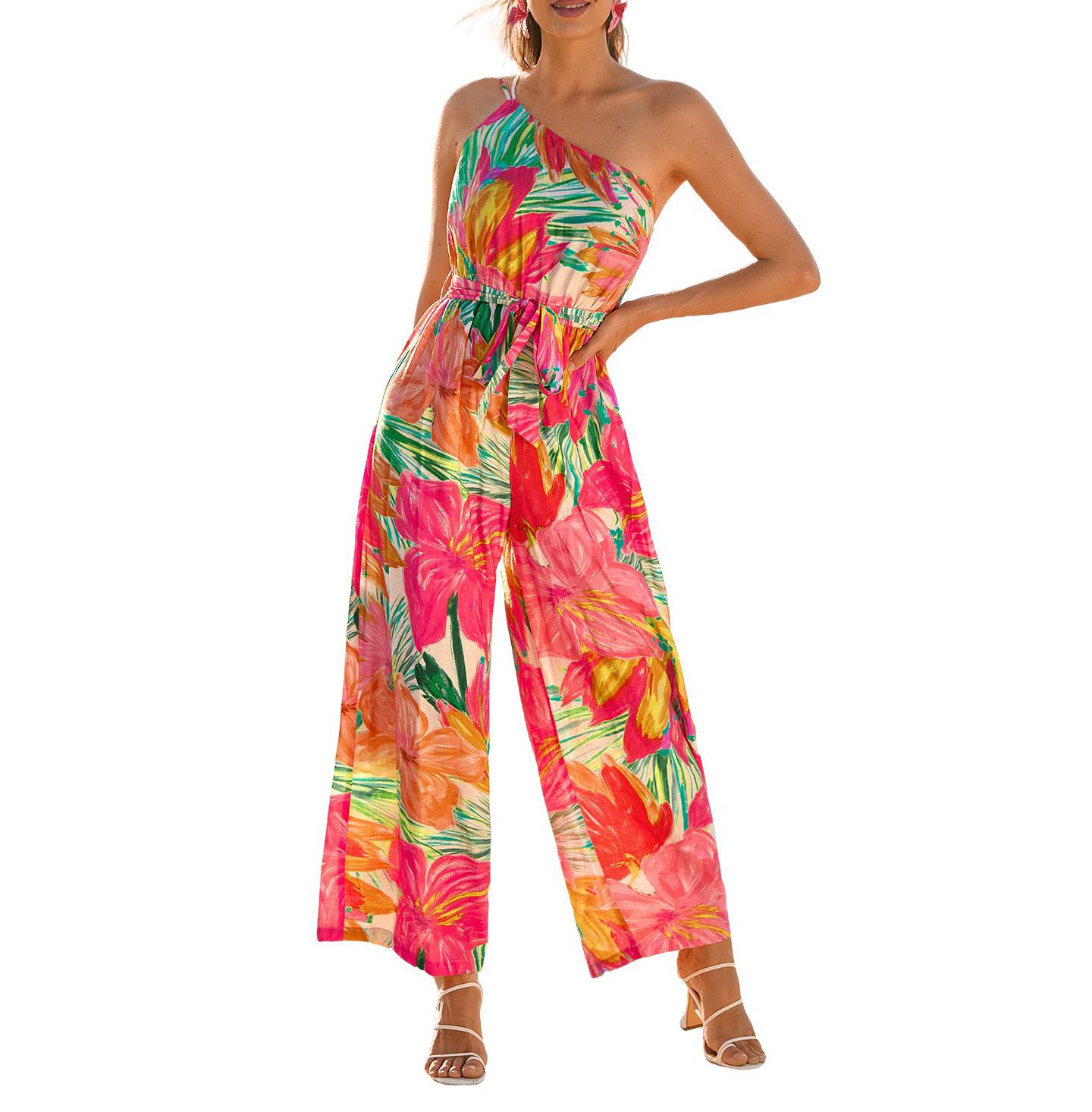 Женский комбинезон Cupshe Vines Tropical Jumpsuit, цвет: Средний оранжевый — фото 1