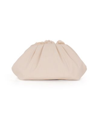 Woman's Violet Jacquard Satin Floral Applique Pouch Clutch