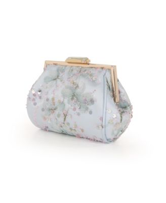 Woman's Iris Floral Embroidered and Sequin Signature Pouch Clutch
