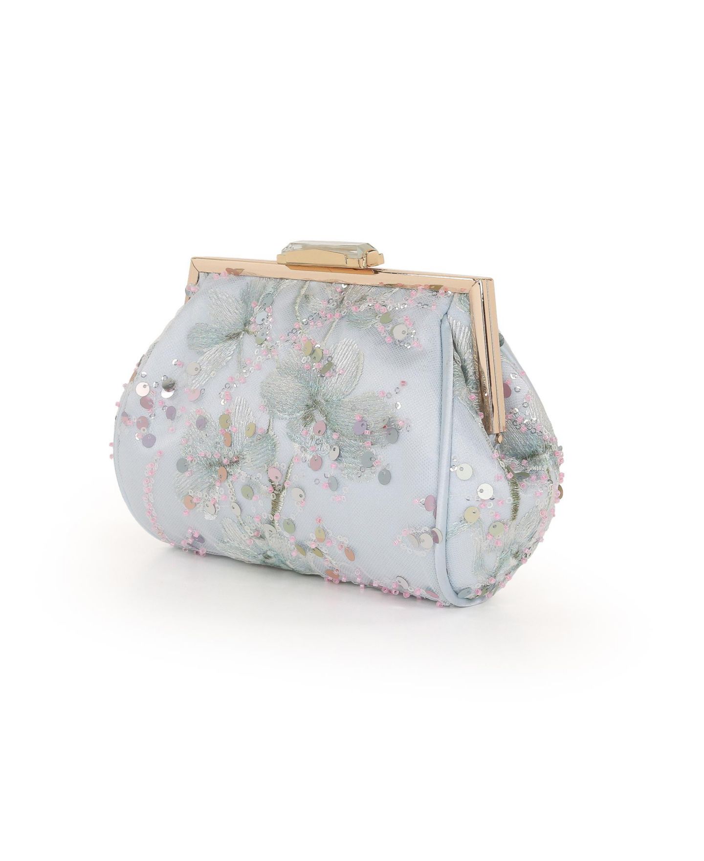 Женский клатч Jewel Badgley Mischka Iris Floral Embroidered and Sequin Signature Pouch Clutch, цвет: Синий — фото 2