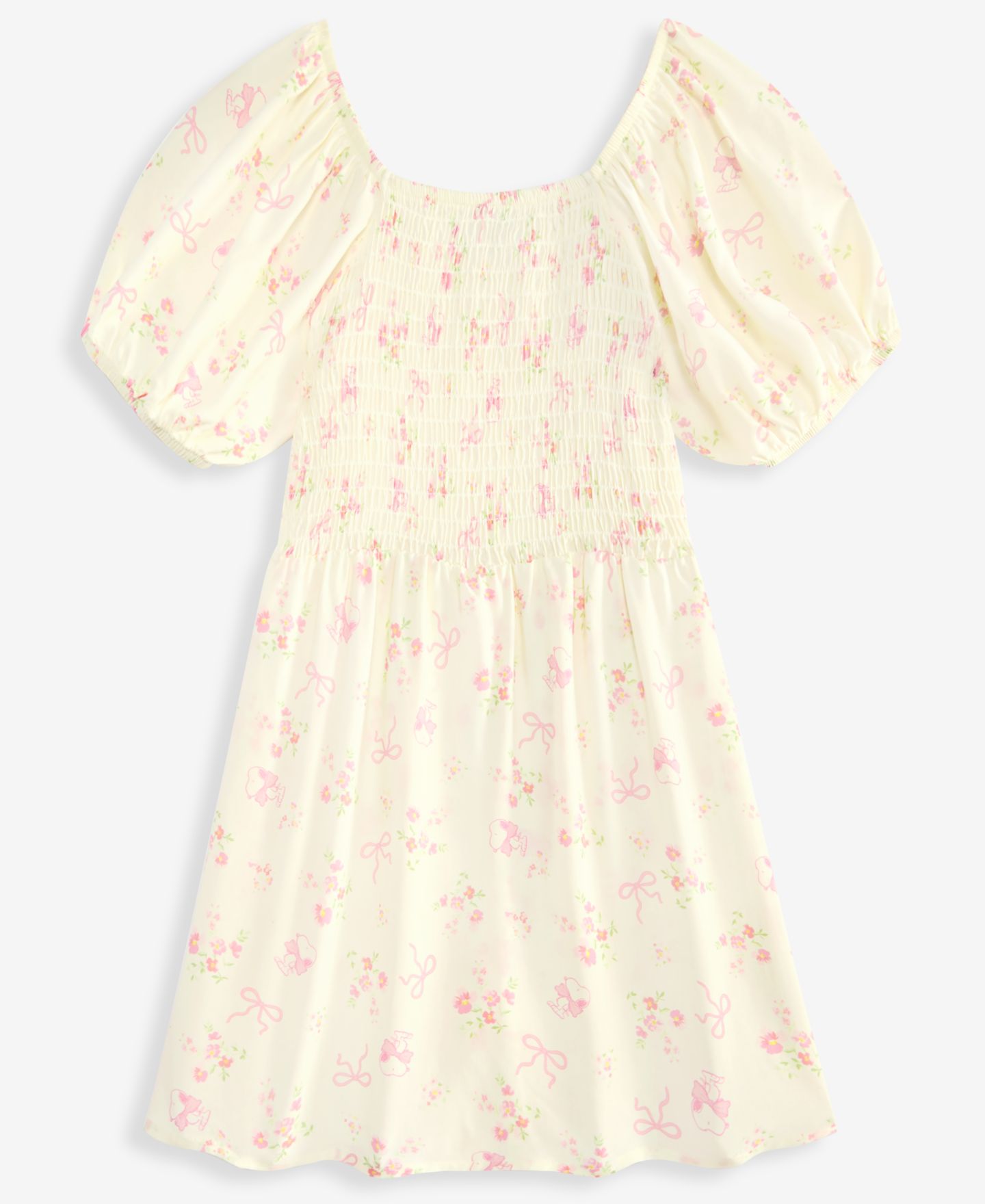 Платье Peanuts Snoopy Ditsy Smocked Skort Dress для девочек, цвет: Белый — фото 1