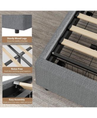 Queen Bed Frame with Storage Drawers, Boucle Upholstered Platform, Round Headboard, Heavy-Duty, Noise-Free, No Box Spring