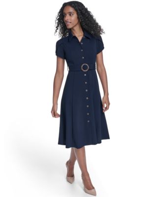Calvin Klein Women's Tulip-Sleeve Midi Shirtdress