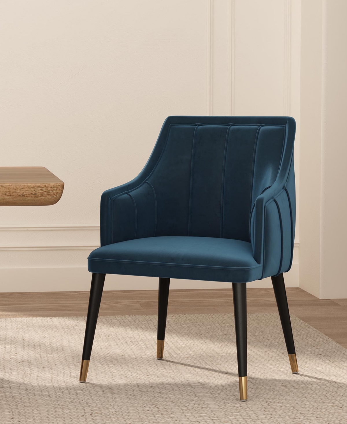 Eda 37.4" Wood Upholstered Dining Armchair