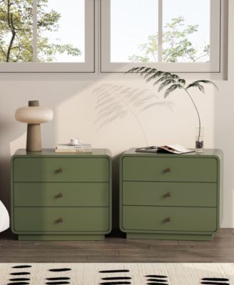Liora 28" Rubberwood 3-Drawer Nightstand