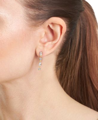 Cubic Zirconia 14k Gold Over Sterling Silver Bezel Drop Earrings