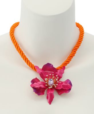 Pink Hothouse Bloom Orchid Pendant Statement Necklace