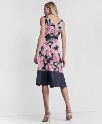 Petite Color-Block Faux Wrap Dress