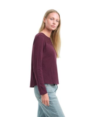 Women's Lace Yoke Henley Tee
