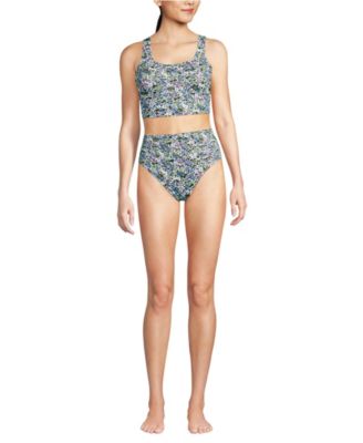 Women's Tugless Midkini Top and High Waisted Bottom Swimsuit Set