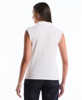 Petite Ruffle Sleeveless Polo Shirt