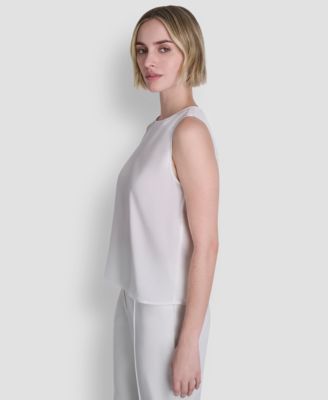 Women's Woven Sleeveless Crew Neck Top