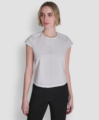 Women's City Ponte Knit Cap-Sleeve Crew Neck Top