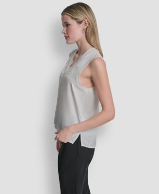 Women's Mixed Media V-Neck Sweater