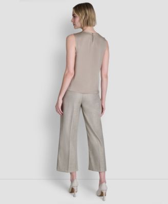 Women's Woven Sleeveless Crew Neck Top